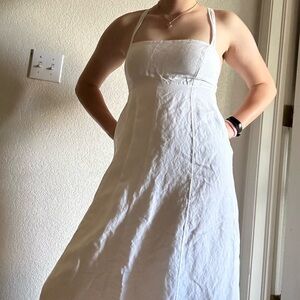 Madewell Cream Linen Halter Maxi Dress